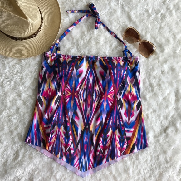 NWOT BECCA Graphic Print Halter Neck Tankini Top - Picture 1 of 5